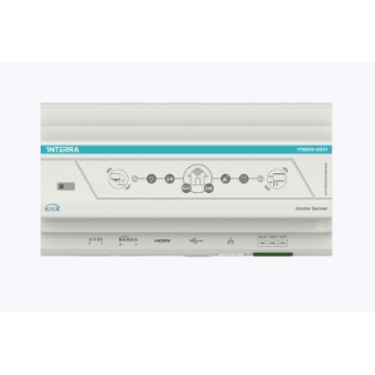Контроллер KNX Interra Home Server, управление с iOS и Android, контроллер сцен, расписания, 3 х I/O, 1 x USB2.0, 100 Мбит/с Ethernet, питание 12VDC, на DIN рейку