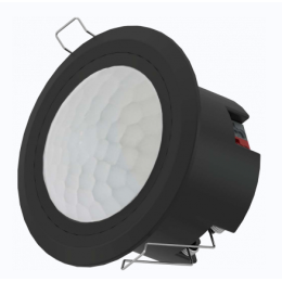 Датчик движения KNX High-Bay Plus, зона обнаружения 360° - Ø16…48 м, высота установки 4…15 м, контроллер освещенности, 2xDI + 1xDI/AI, датчик температуры, терморегулятор, цвет черный