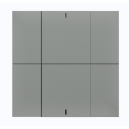 Выключатель iSwitch+ 6-кнопочный, встроенные датчики температуры, влажности, освещенности, LED индикация, 2 унив. входа, с BCU, материал пластик, цвет антрацит (серый) матовый