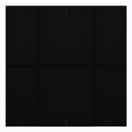 Выключатель iSwitch+ 6-кнопочный, встроенные датчики температуры, влажности, освещенности, LED индикация, 2 унив. входа, с BCU, материал анодированный алюминий, черный шлифованный