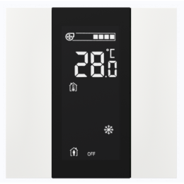 Выключатель / комнатный контроллер с ЖК-дисплеем iSwitch+ 2-кнопочный, встроенные датчики температуры, влажности, освещенности, LED индикация, 2 унив. входа, с BCU, материал пластик, цвет белый глянцевый