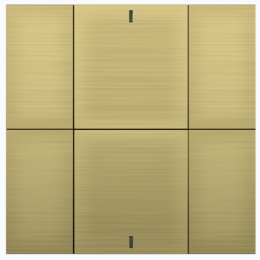 Выключатель iSwitch+ 6-кнопочный, встроенные датчики температуры, влажности, освещенности, LED индикация, 2 унив. входа, с BCU, материал анодированный алюминий, шлифованный, цвет золото