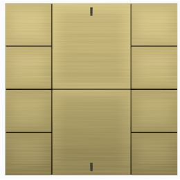 Выключатель iSwitch+ 10-кнопочный, встроенные датчики температуры, влажности, освещенности, LED индикация, 2 унив. входа, с BCU, материал анодированный алюминий, шлифованный, цвет золото