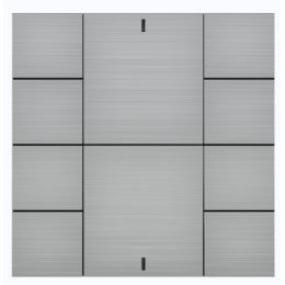 Выключатель iSwitch+ 10-кнопочный, встроенные датчики температуры, влажности, освещенности, LED индикация, 2 унив. входа, с BCU, материал алюминий, натуральный шлифованный