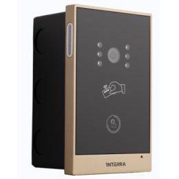 Вызывная панель видеодомофона индивидуальная, Linux, питание 12 V или POE,поддержка SIP, VOIP-вызов, картридер до 100000 карт, распознавание лиц, IP65, цвет черный + "золото"