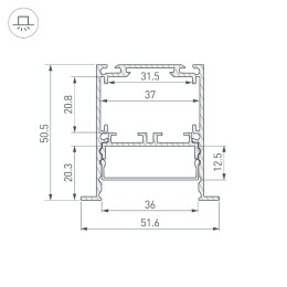 Алюминиевый профиль Arlight SL-LINIA52-3L-F-2000 ANOD 044682