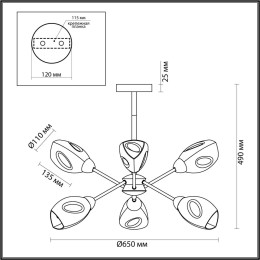 Потолочная люстра Lumion County 5210/6C