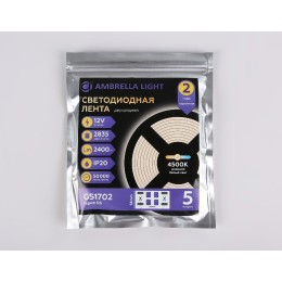 Светодиодная лента двухрядная Ambrella Light LED Strip 12В 2835 24Вт/м 4500K 5м IP20 GS1702