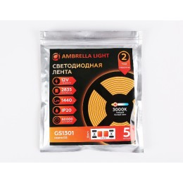 Светодиодная лента Ambrella Light LED Strip 12В 2835 14,4Вт/м 3000K 5м IP20 GS1301