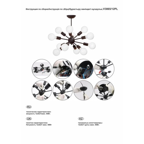 Потолочная люстра Vitaluce V3865/12PL