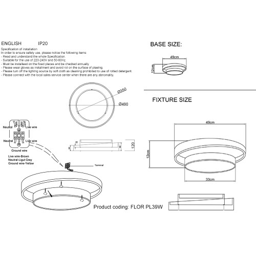 Потолочный светильник Crystal Lux FLOR PL39W LED 4000K WH