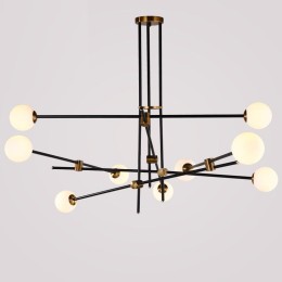 Люстра на штанге Delight Collection Bistro Globe 9389P/9 black/gold
