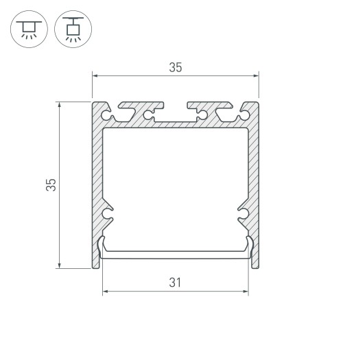 Алюминиевый профиль Arlight с экраном SL-LINE-3535-2500 WHITE+OPAL 036302
