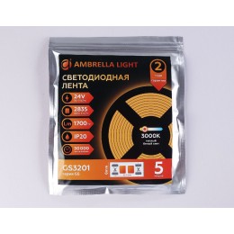 Светодиодная лента Ambrella Light LED Strip 24В 2835 14,4Вт/м 3000K 5м IP20 GS3201