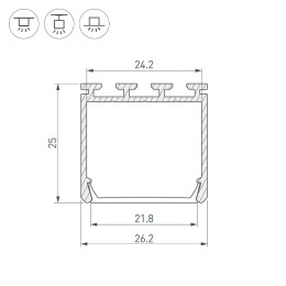 Алюминиевый профиль Arlight PLS-LOCK-H25-3000 ANOD Black 044847