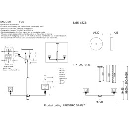 Люстра на штанге Crystal Lux MAESTRO SP-PL7 GOLD