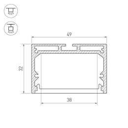 Профиль с экраном Arlight SL-LINE-4932-2500 ANOD+OPAL 020465