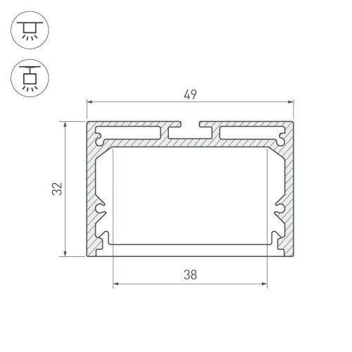 Профиль с экраном Arlight SL-LINE-4932-2500 ANOD+OPAL 020465