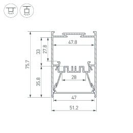 Алюминиевый профиль Arlight LINE-5075-HONEYCOMB-2000 BLACK 044874
