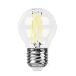 Лампа светодиодная филаментная Feron E27 7W 6400K прозрачная LB-52 38222