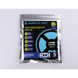 Светодиодная лента Ambrella Light LED Strip 12В 2835 19,2Вт/м 6500K 5м IP20 GS1503