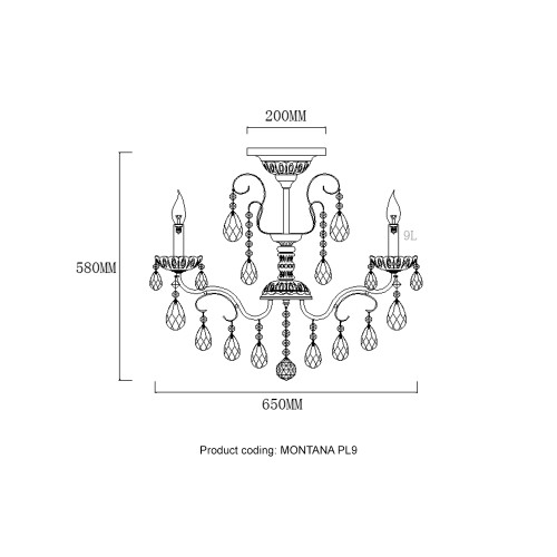 Люстры на штанге Crystal Lux MONTANA PL9