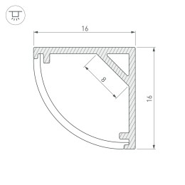 Алюминиевый профиль Arlight SL-KANT-H16-2000 BLACK 037116