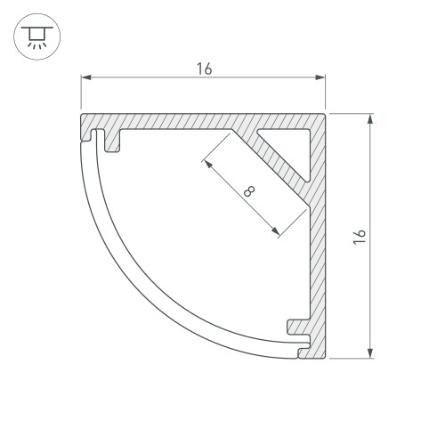 Алюминиевый профиль Arlight SL-KANT-H16-2000 BLACK 037116