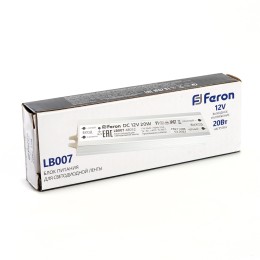 Трансформатор для светодиодной ленты Feron LB007 20Вт 12В IP67 48052
