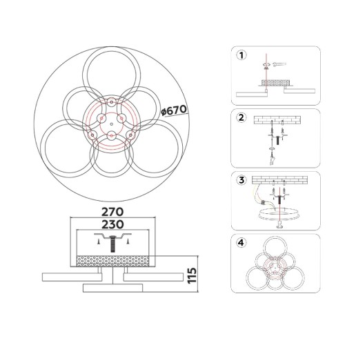Потолочная люстра Ambrella Light Acrylica Original FA3844