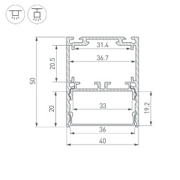 Алюминиевый профиль Arlight SL-LINE-4050-3L-2000 ANOD 044666