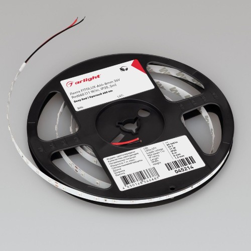 Светодиодная лента Arlight FITOLUX-A66-8mm 24V Red660 (11 W/m, IP20, 5m) 045214