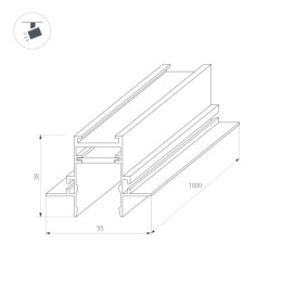 Шинопровод встраиваемый Arlight Mag-Track-2538-FDW-1000 036121