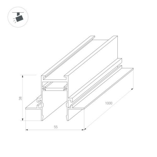 Шинопровод встраиваемый Arlight Mag-Track-2538-FDW-1000 036121
