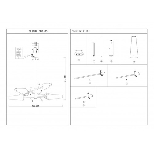 Люстра на штанге ST Luce Morave SL1209.302.06