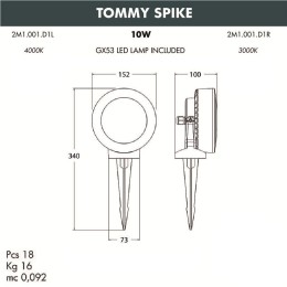 Ландшафтный светодиодный светильник Fumagalli Tommy Spike 2M1.001.000.AXD1L