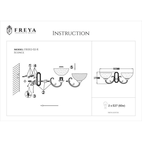 Бра Freya Herbert FR2012-WL-02-BZ