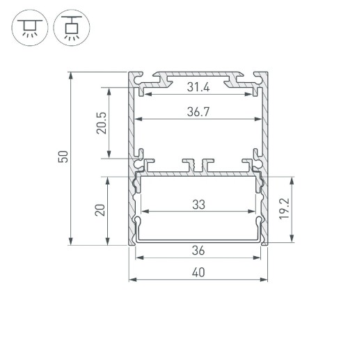 Алюминиевый профиль Arlight SL-LINE-4050-3L-2000 ANOD BLACK 044670