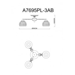 Потолочная люстра Arte Lamp Malina A7695PL-3AB