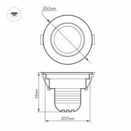 Мебельный светильник Arlight LTM-R45WH 3W Warm White 30deg