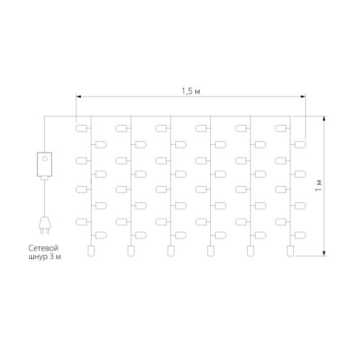 Гирлянда занавес Eurosvet 200-001 теплый белый 1,5*1м IP20
