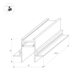 Шинопровод встраиваемый Arlight Mag-Track-2538-FDW-3000 033459
