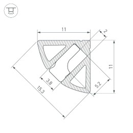 Алюминиевый профиль Arlight SL-KANT-H11-2000 ANOD BLACK 044086