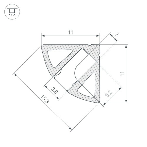 Алюминиевый профиль Arlight SL-KANT-H11-2000 ANOD BLACK 044086
