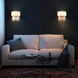 Настенный светильник Eurosvet Amantea 10122/2 хром/прозрачный хрусталь Strotskis (10106/2)