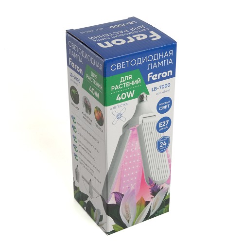 Лампа светодиодная 4-х лепестковая Feron LB-7000 E27 40W красно-синий спектр 48445