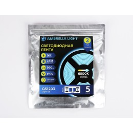 Светодиодная лента Ambrella Light LED Strip 12В 2835 9,6Вт/м 6500K 5м IP65 GS1203