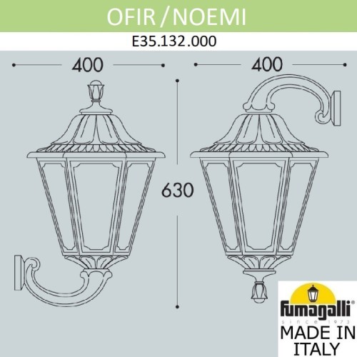 Уличный настенный светильник Fumagalli E35.132.000.AXH27