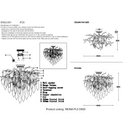 Потолочная люстра Crystal Lux REINA PL5 D600 SILVER PATINA