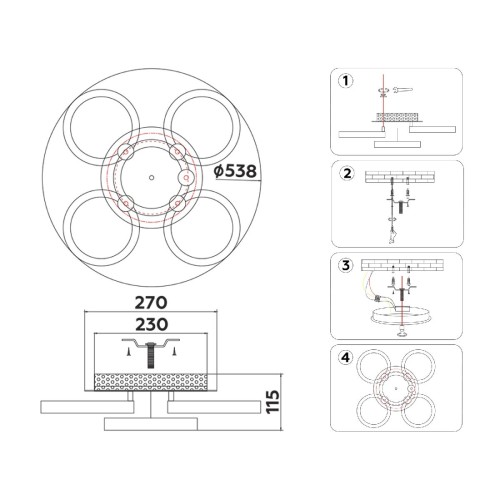 Потолочная люстра Ambrella Light Acrylica Original FA3841
